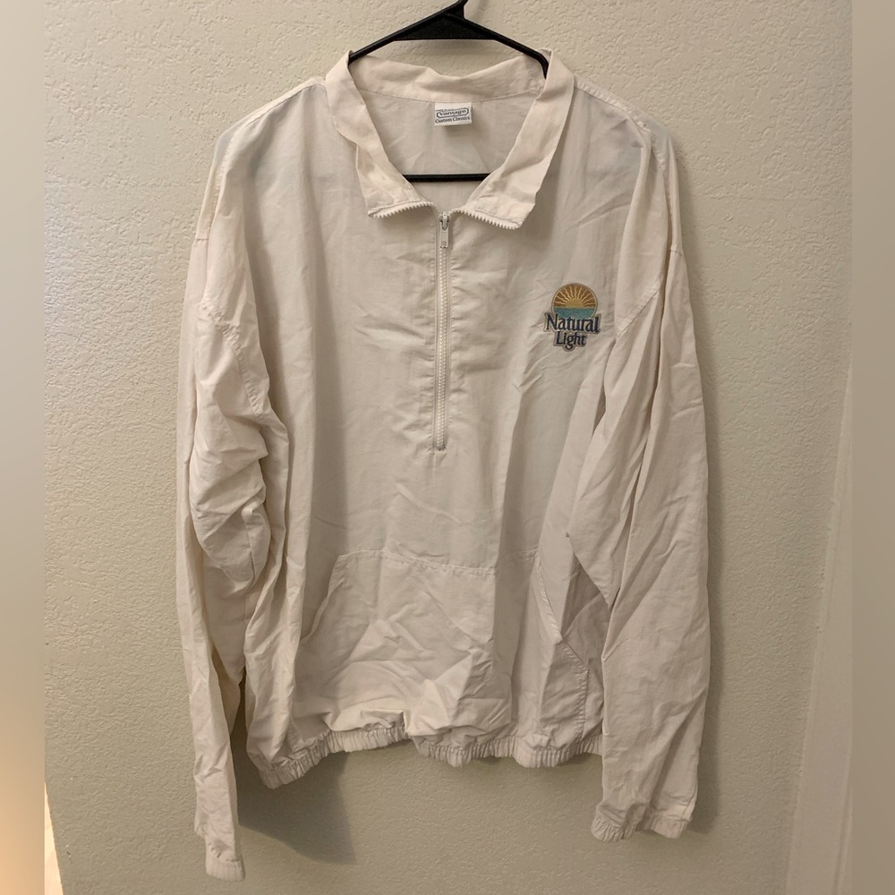 Natural Light Beer Vantage Classics Jacket Windbreaker White Size Large L
